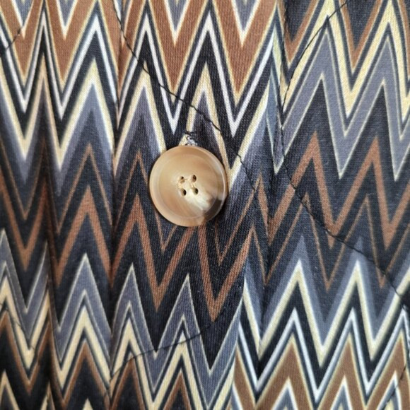 Flora Ashley Womens Chevron Quilted Coat Button Long Sleeves Multicolor Medium - Picture 9 of 15